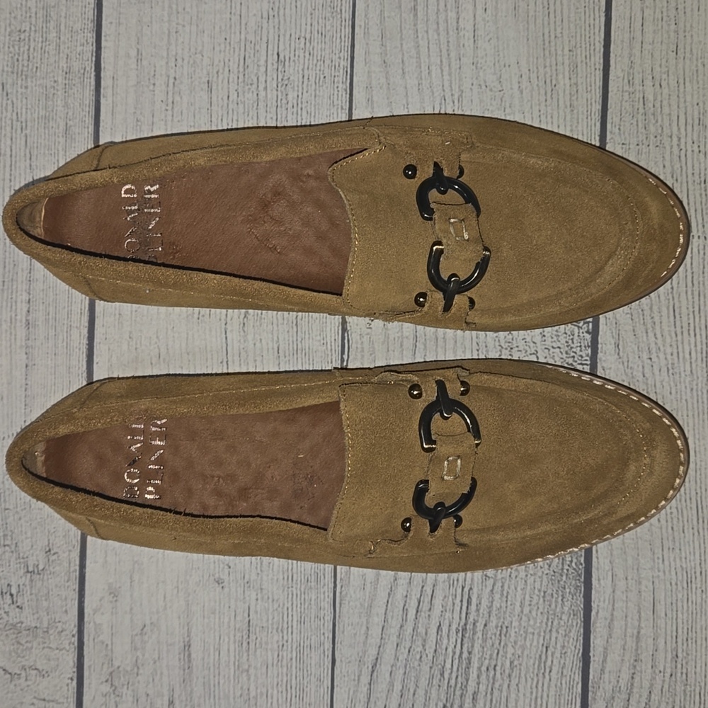 Donald J. Pliner Helio Suede Loafers Saddle Size 9